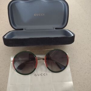 Authentic Gucci Women's Round Sunglasses - Green and Red